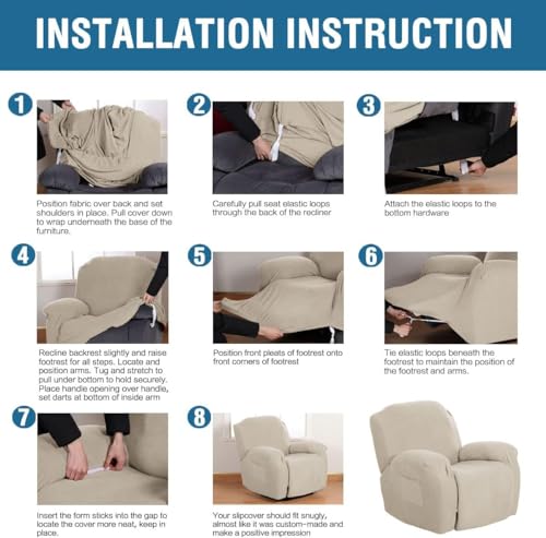 Image of H.VERSAILTEX Super Stretch Recliner Cover Recliner Couch Covers Recliner Chair Cover Form Fitted Non Slip Reclining Slipcovers for Standard Large Recliner, Soft Thick (1 Pack, Island Fossi)