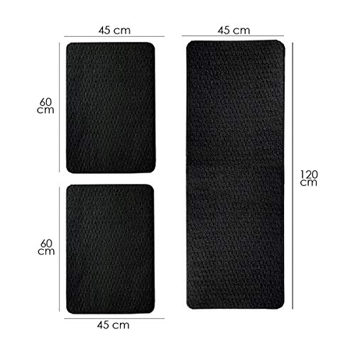 Jogo Tapete Cozinha Relevo 3 Peças Preto