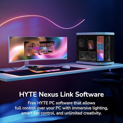 Image of HYTE Y70 Touch Infinite Modern Aesthetic Gaming PC Case - Integrated 2.5K LCD Touchscreen Screen Display - Dual Chamber ATX Desktop Chassis - 10 Fan Capacity - Luxury PCIe 4.0 Riser Cable- Black /White