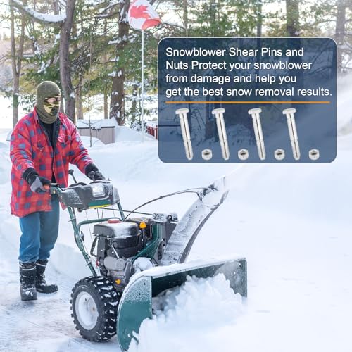 5 Stück Schneefräsen-Scherstifte und Muttern, Stahl Scherstifte Schneefräsenteile Passend für Ariens 52100100 521001 00659100 John Deere Schneefräse