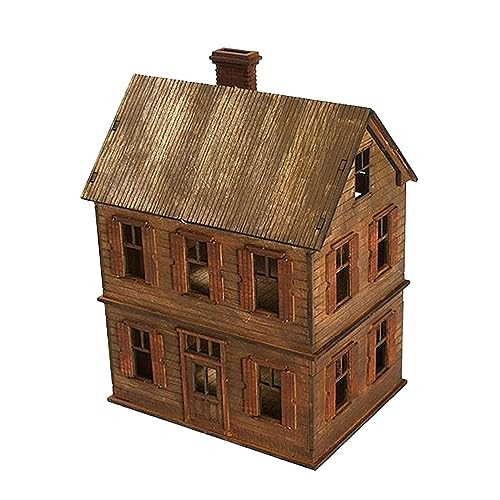DYNWAVE 1:72 Scale Architecture Building Model Kits DIY Assembly Collection Ornaments Miniature House Model 2 Tier House for Layout Scene Decor