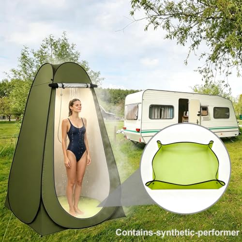 Alfombra de ducha portátil para camping Outdoor Camping Shower Mat 39.4" base de ducha (Verde) miniatura 7