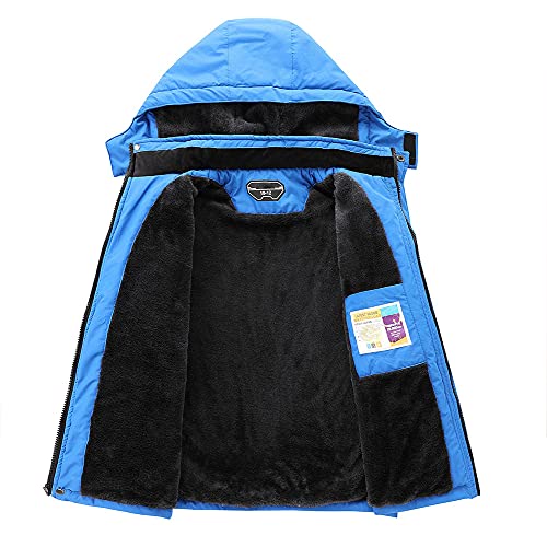 Ohsnmaksl 21CFY-BOY-BLUE-10-12 Boy'S Waterproof Ski Jacket Warm Winter Snow Coat Kids Fleece Snowboarding Jackets Thick Hooded Windproof Coats21Cfy-Boy-Blue-10-12 thumb #1