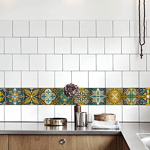 Vinilos Pared Cocina Amarillo Verde Oscuro Vinilo Adhesivo Cenefas Adhesivas Baño Cocina Azulejos Decorativos Adhesivos… - Imagen 3