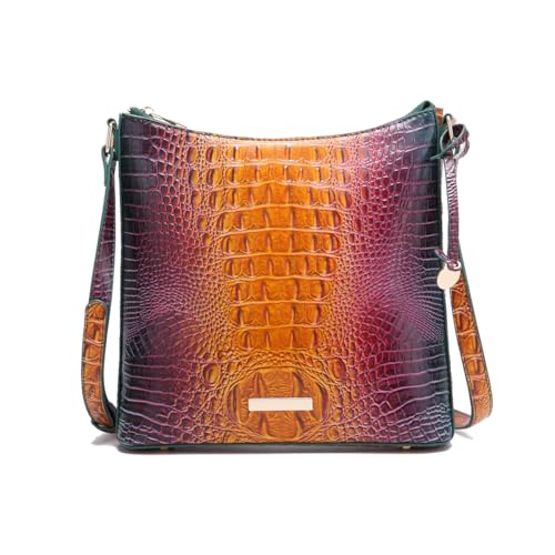 Shoulder Crocodile Flat Handbags for Women trendy Ladies Shoulder Bag Embossed Pattern Leather Crossbody Purse