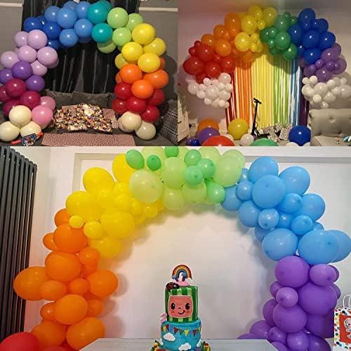 Jwssor 114pcs Colorful Balloon Arch Kit,10 inch Rainbow Balloons,Colorful Balloon Garland Kit for Birthday Wedding Anniversary
