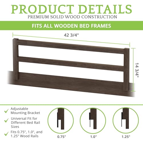 Image of CC KITS Safety Guard Rail for Baby, Kids, and Children - Solid Wood Safety Bed Rail for Toddlers - Easy Installation - Premium Protection for Bunk, Twin, Full, Queen and King Size Beds - (River Rock)