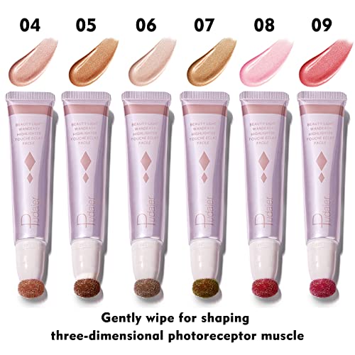 Liquid Highlighter Beauty Wand, 13 Colors, Creamy Soft Texture Face Highlighter For Natural Matte Finish, Lightweight, Long Lasting, Buildable & Blendable Highlighter Stick Makeup, With Cushion Applicator Attached, #06, 0.68 Fl Oz #TOP1