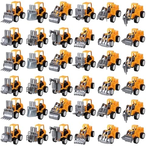 FANELEQU 36 Pack Pull Back Construction Engineering Vehicles Toy Playset, Mini Plastic Construction Excavator Trucks Car Toys for Boys Girls Kids Toddlers Cover