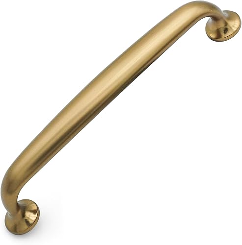 Miniatura 2 de Paquete de 10 tiradores de bronce champán para gabinetes de 5 pulgadas (5.039 in) con agujero central de bronce cepillado, manijas de cajón de