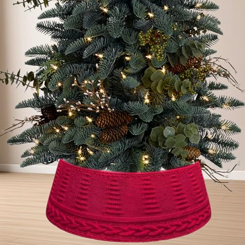 CHENYU Collare per Albero di Natale Top 60 cm Base 72 cm Base Albero di Natale Maglieria Pieghevole Gonna Albero di Natales per Matrimonio Giardino Copri Albero di Base