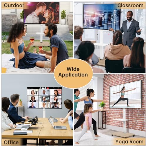 Hellsehen Suporte de TV com rodinhas para telas LED LCD OLED curvas planas de 81 a 170 cm, carrinho