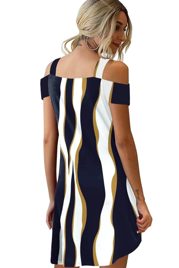 Image of SAUKOLE Womens Sexy Cold Shoulder Dresses Summer Casual Dress Loose Fit Knee Length Dress