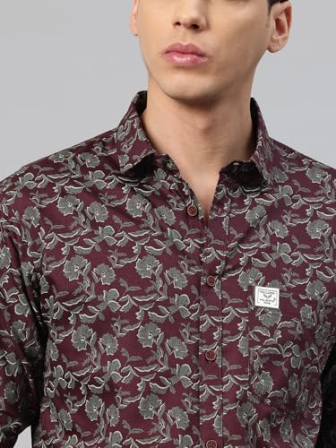 Image of Majestic Man Men's Stylish Floral Print Slim Fit Casual Shirt - Pure Cotton| Full Sleeve | Trendy & Comfortable