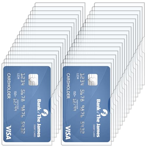 YBEATY 32 fundas transparentes para tarjetas de crédito de Medicare de la Seguridad Social, fundas de plástico PVC suave e impermeable para tarjetas de identificación de negocios, tarjetas de débito y