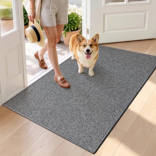 LUMI Ultra Thin Door Mats for Inside Entry 36"x56", Front Door Mat Grey