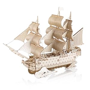 comfoyar 3D Puzzle Sailing Ship, Wooden Boats Model Kits for Adults to Build, DIY Construction Craft Kits, Home Decor and Christmas Birthday Valentine Gifts for Men Women