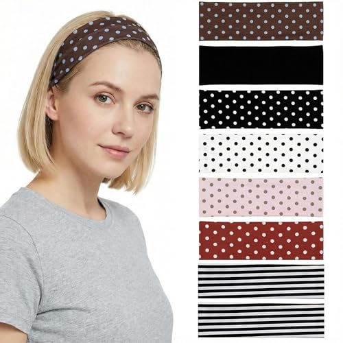 8Pcs Polka Dot Headbands for Women – Trendy Hair Accessories, Cute Fashion Hairbands for Daily Wear, Knot Head Wraps & Retro Style Bands (8pcs6)