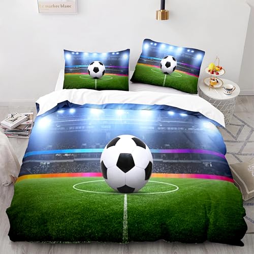 Funda Nordica Cama 90 fútbol Americano Juego de Ropa de Cama de Suave Microfibra (Niñas Niños), Transpirable Fundas Nordicas 150x220 cm + 2 Fundas de Almohada 50x80 cm