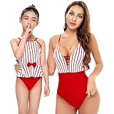 ✤✤Material: los trajes de baño para damas y niñas están hechos de materiales de poliéster y spandex de alta calidad, que son agradables para la piel, suaves y elásticos, suaves al tacto, transpirables, de secado rápido y muy cómodos de usar.