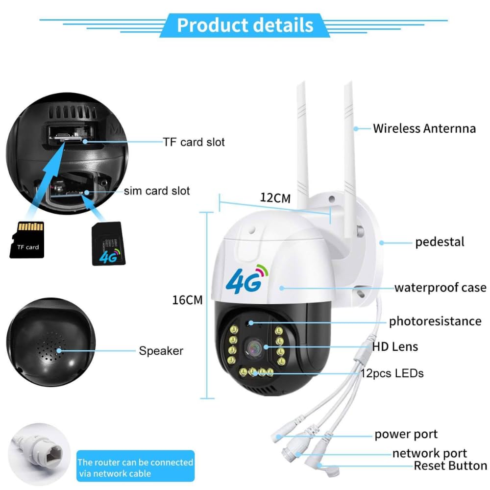 Maizic Smarthome 5MP 4G SIM Based CCTV Camera - No WiFi Needed, Colour Night Vision, IP66 Waterproof, Smart Human & Motion Detection, Wireless SIM Card Security Camera for Home/Farm 3