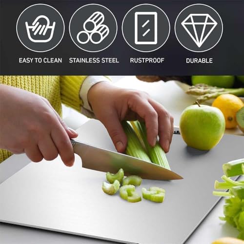 Image of Titanium Cutting Board - 100% Pure Titanium Cutting Boards for Kitchen - Cutting Edge Hygiene & Durability, Cutting Boards for Home Kitchen Cooking (12.1 inch x 9 inch)