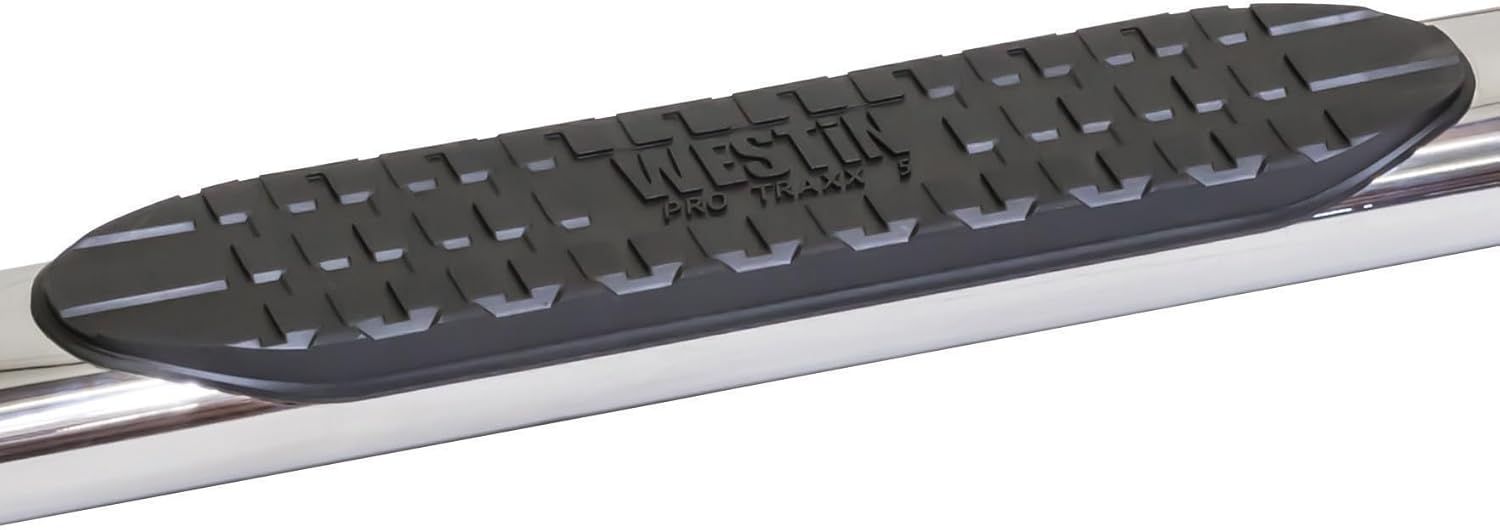 Westin 21-534560 PRO TRAXX 5 Oval Wheel to Wheel Nerf Bars fits 2007-2018 Silverado Sierra 1500 Crew Cab 5'5" Bed (Exc 2007 Classic) Stainless Steel Pair