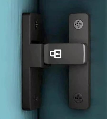 Miniatura 4 de (Glow Black) Perno de puerta de cierre de 90 grados, hebilla de bloqueo de puerta corredera, cerradura de puerta de gabinete con hebilla fija