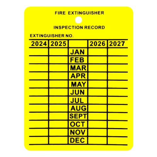 (300 Pack) 2024-2027 Plastic 4 Year Outdoor Monthly Fire Extinguisher Inspection Tag Records