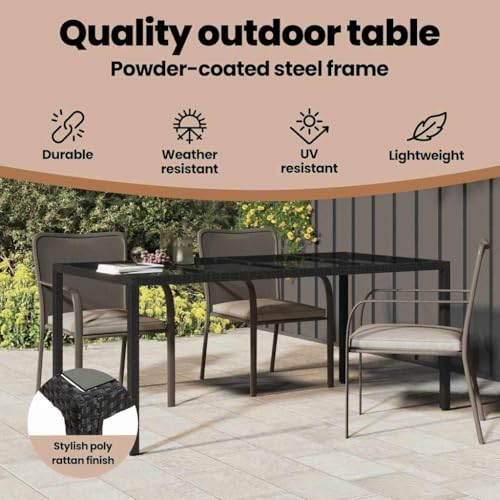 Table de jardin polyrotin noir 190 cm pour terrasse chic et patio - 5
