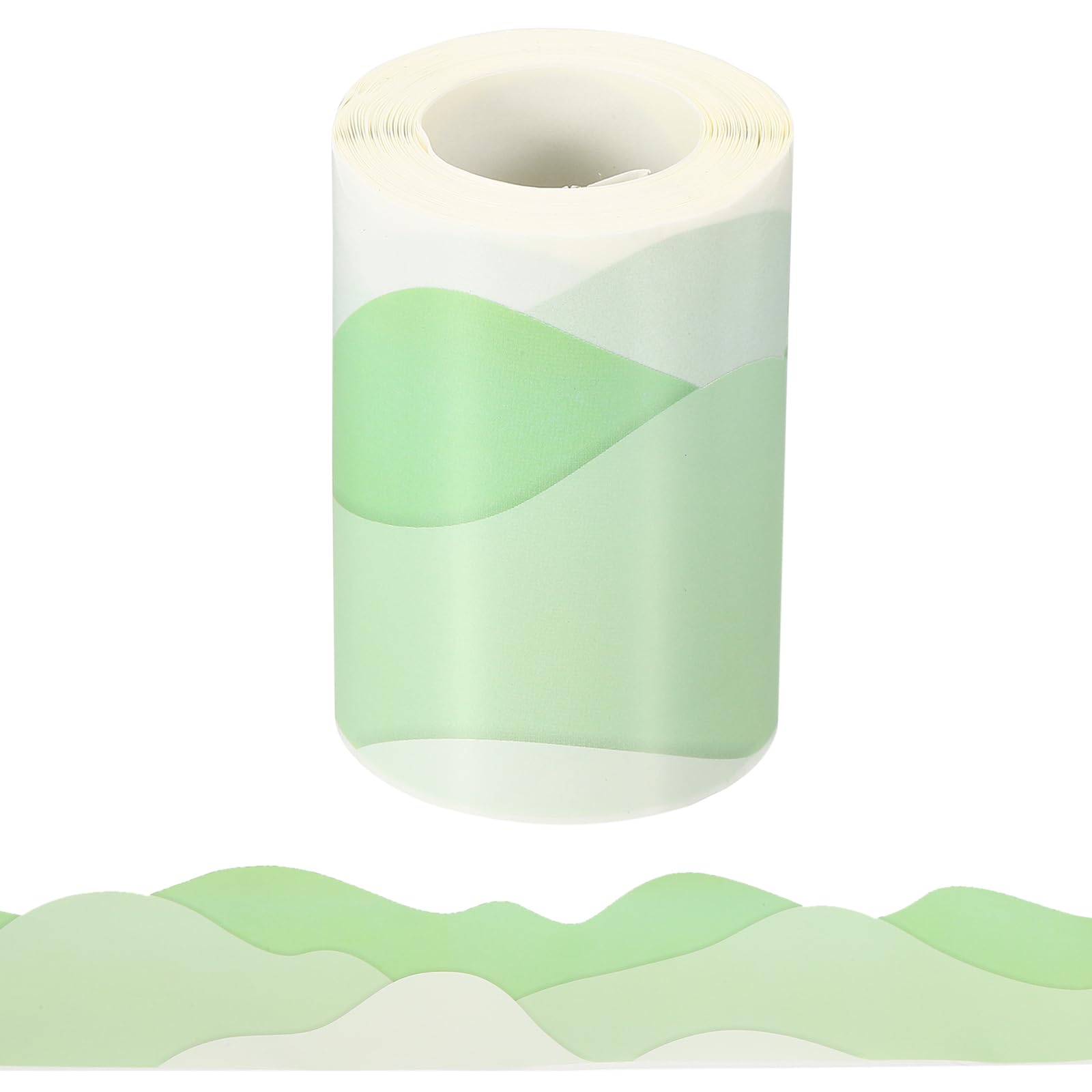 PATIKIL Bulletin Board Borders, 32.8ft Wave Peak Scalloped Classroom Border Trim Paper Roll Colorful Stickers Frame for Bulletin Board Classroom Decorations, Green