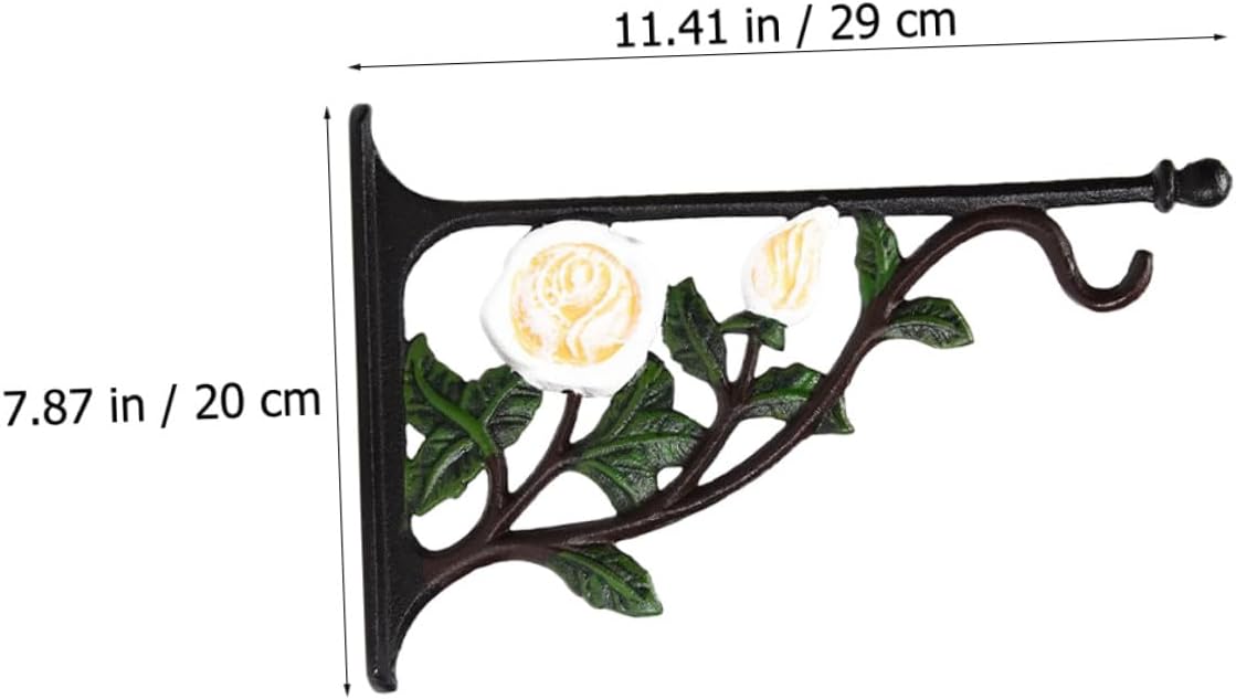 Iron Rose Wall-Mounted Basket Hook Sturdy Cast Iron Flowerpot Hanger for Hanging Bird Feeders Wind Chimes Indoor Outdoor Garden Décor