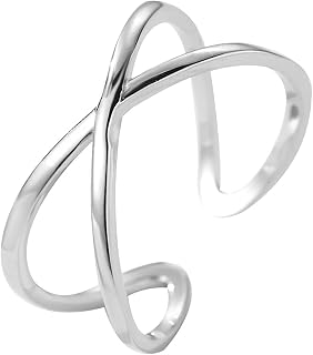 925 Silver Ring for Women Cross Ring Adjustable Open Ring Hypoallergenic Engagement Ring Wedding Birthday Rings Promise Alliance Ladies Jewelry