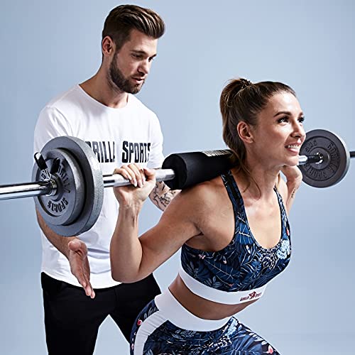 Barre D'Haltères Gorilla Sports 130 Cm - Aérobic 30mm Avec 2 Fermoirs à Ressort Chrome Noir