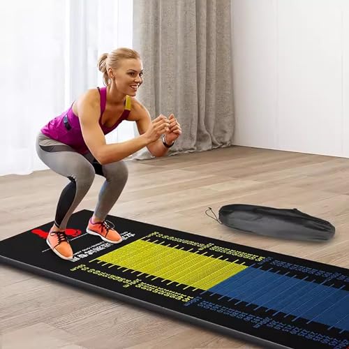 SAYOBO Indoor Floor Long Jump Mat with Bag, Carpeted Exercise Mat for Jumping Rope, Portable Anti-slip Long Jump Practice Training Pads - 11.5×3ft