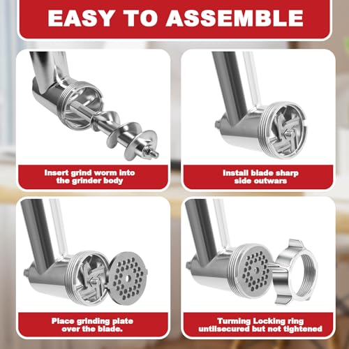 Meat Grinder Attachment for Kitchenaid Stand Mixer Stainless Steel, Meat Grinder Accessory for Kitchenaid Mixer, Meat Grinder, Sausage Stuffer
