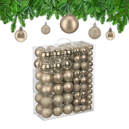 Relaxdays Weihnachtskugeln 138er Set, Kunststoff, glitzernde, Matte,...