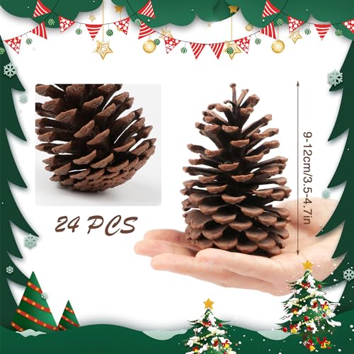 24個 大型 天然松ぼっくり クリスマス 天然松ぼっくり 香り付き 松ぼっくり クリスマスの装飾 DIY クラフト ホームデコレーション [2]