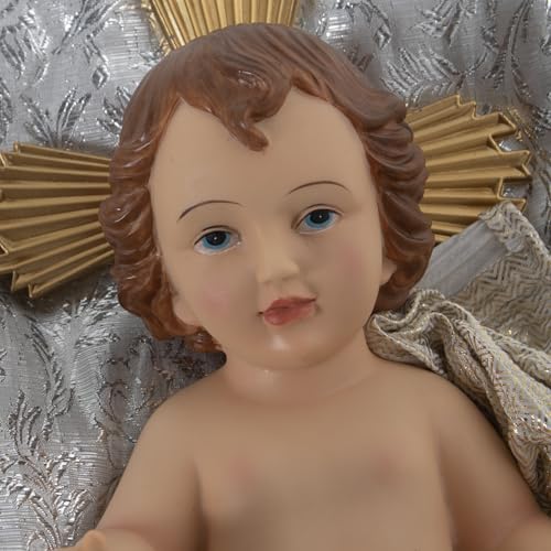 Statue Enfant Jésus résine 28cm incassable avec coussin stable pour crèche sécurisée - 4
