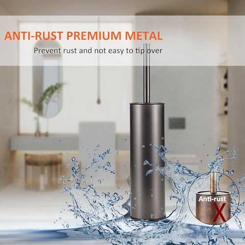 Image of Toilet Brush and Holder Set Premium Material Toilet Bowl Cleaner Free Standing Toilet Bowl Brush and Holder 1pack Gun Grey