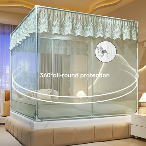 Image of Dawnwake Mosquito Net, Anti-Fall Mosquito Neting Bed for Babies /Adult /Outdoor,Portable Foldable Travel /Camping Mosquito Net Tent, Suit for King Size Bed (Green, 200 * 180cm)