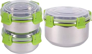 Premium Leakprrof BPA Free Original Stainless Steel Smart Lock Tiffin/Lunch Box (300 ml, 10 cm, Green) | Stainless Steel | Wide Mouth | Outdoor |Travel |
