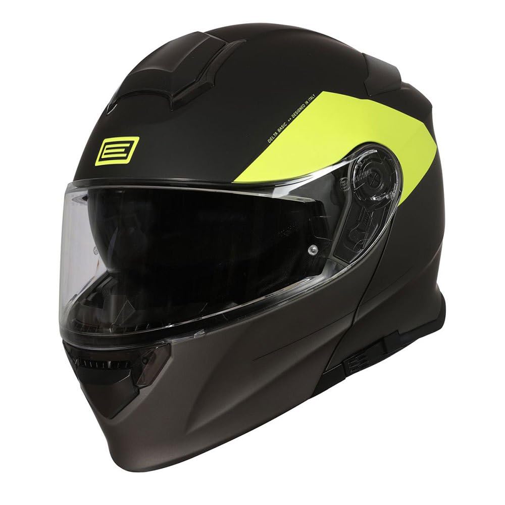 Casco Origine Helmets Delta Basic modular en amarillo flúor y titanio mate talla L 2