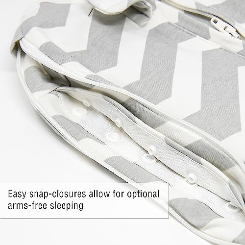 Image of Woombie Grow with Me Baby Swaddle, Convertible Swaddle Fits Babies 0-9 Months, Expands to Wearable Blanket for Babies up to 18 Months, Sleepy Grey Chevron