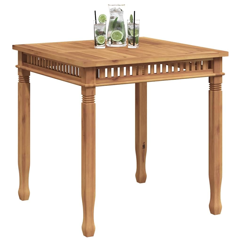 Masywny stół do jadalni z drewna tekowego, 80 x 80 x 80 cm, kwadratowy stół ogrodowy na taras i do salonu, trwałe drewno tekowe z pionowymi lamelami, łatwy w pielęgnacji i prosty