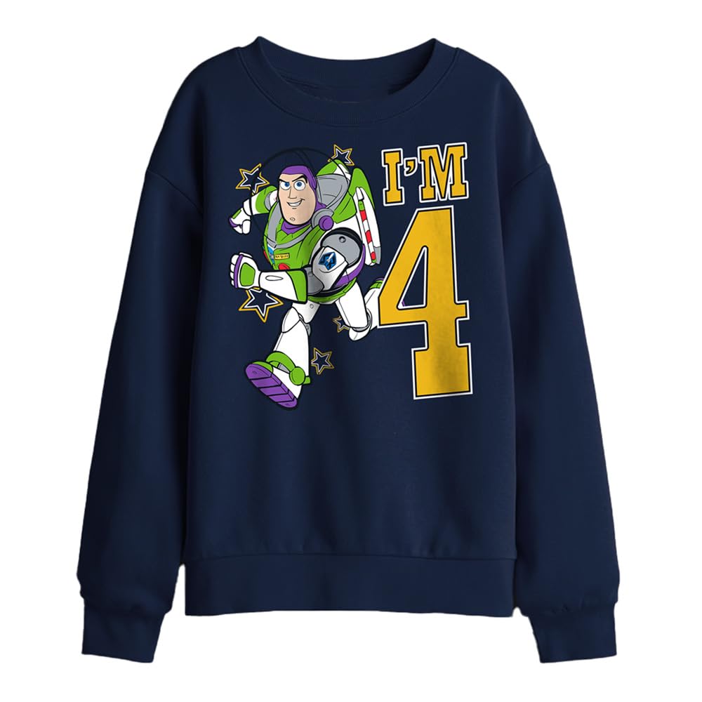 Disney Toy Story Birthday Buzz I'M 4 Kids Sweatshirt, Navy, 5-6