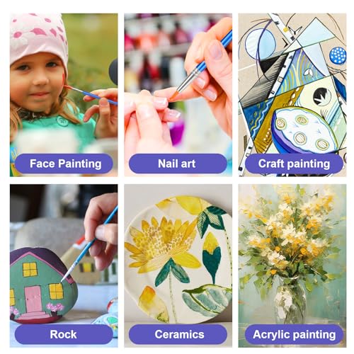 AROIC Small Paint Brushes Bulk,80 Pcs Nylon Hair Painting Brush with Flat and Round Pointed Acrylic Paint Brush Sets,Paint Brushes for Kids Classroom Oil Watercolor Face Painting Kits.