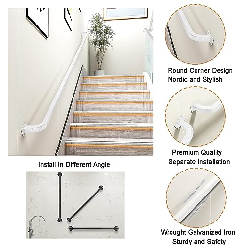 Rampe d'escalier réglable en fer galvanisé robuste avec supports muraux - 5