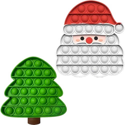 MUNSKT 2 Pack Navidad Pop Poppet Il Fidget Juguetes conjuntos, Santa Claus y Muñeco de pan de jengibre, Navidad Box Party Bag Stocking Fillers para regalos para niños (Papá Noel + árbol de Navidad)