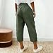 AKTCVVJ Womens Capri Pants Drawstring Elastic Waist Linen Pant Straight Leg Cotton Capris Summer Vacation Pant with Pockets Army Green